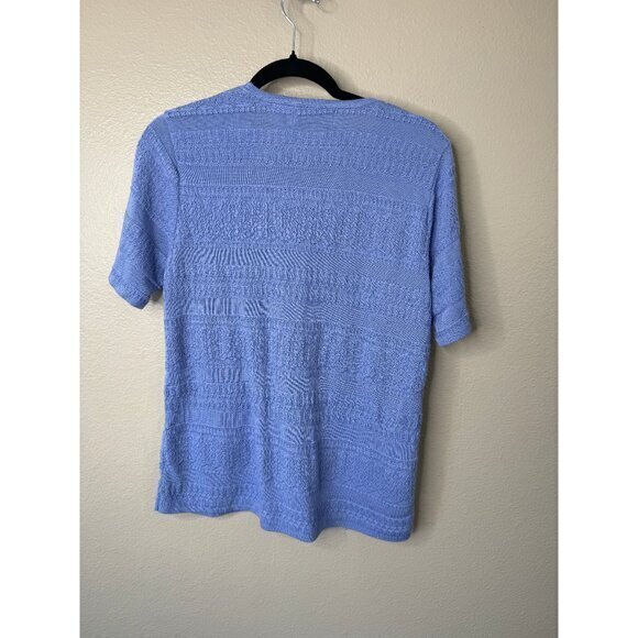 Alfred Dunner Women's Blue Short Sleeve Blouse, short sleeve blouse, blue blouse - Picture 6 of 6